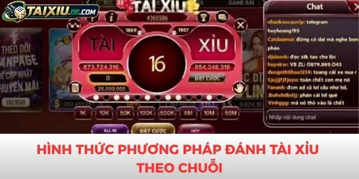 Hình thức phổ biến khi áp dụng phương pháp đánh tài xỉu theo chuỗi