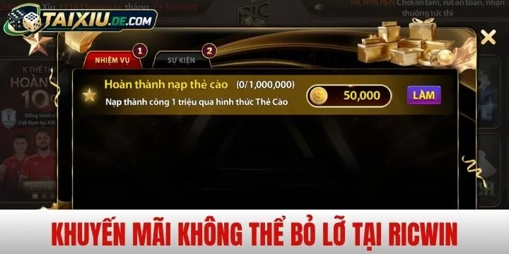 Khuyến mãi Ricwin không thể bỏ lỡ