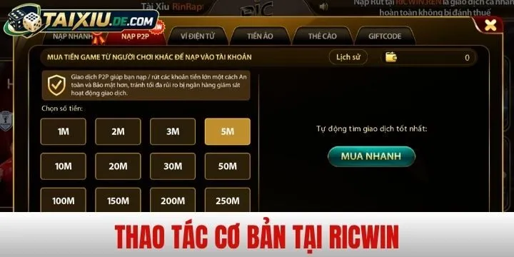 Thao tác cơ bản không thể không biết tại Ricwin